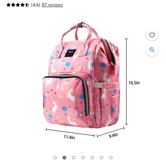 Diaper bag backpack multi compartments pockets double handle zip close - Picture 6 of 7